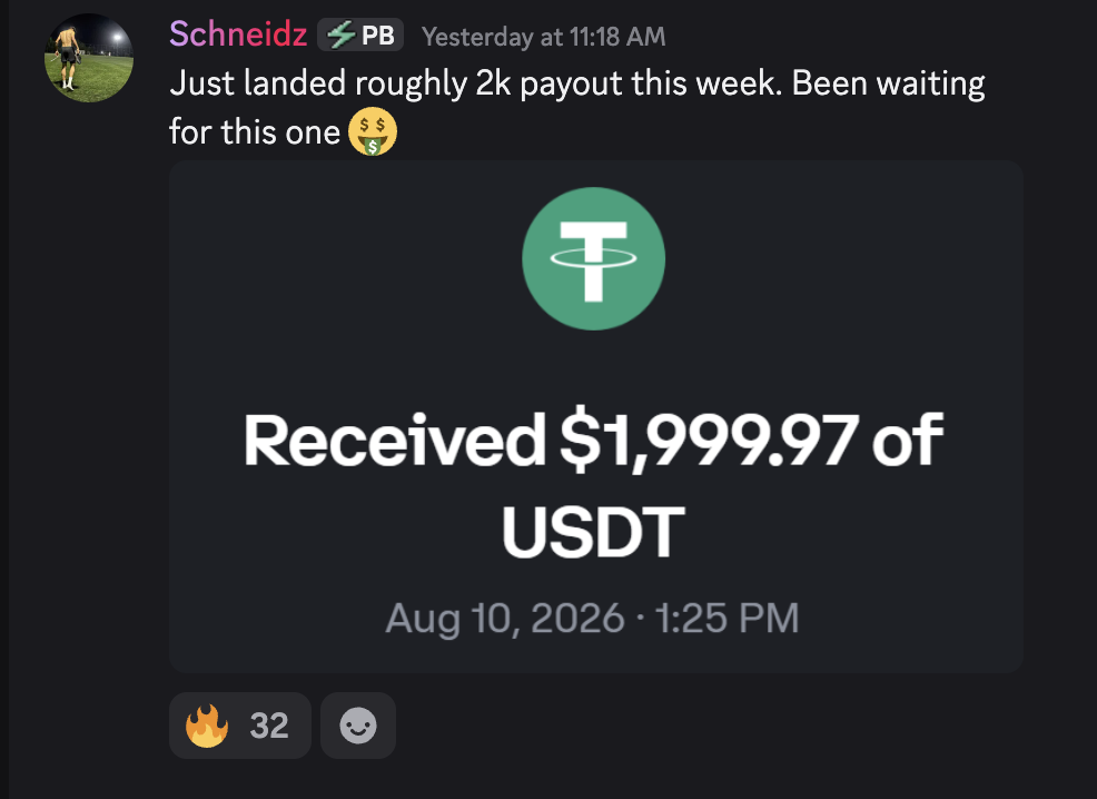 Community payout result screenshot